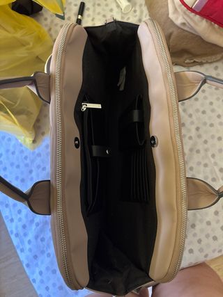 Maletín beige trabajo/estudio