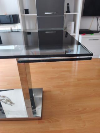 Mesa cristal extensible - negra, plata