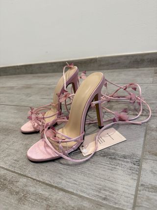 Sandalias tacón aguja rosa
