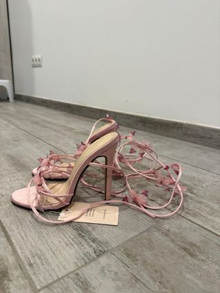 Sandalias tacón aguja rosa