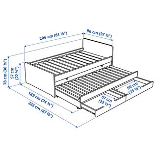 Cama nido 90x200 blanca, con dos cajones y colchón