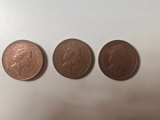 3 Monedas 1 Penny Reina Isabel II