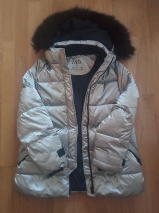 Abrigo Zara XL plateado