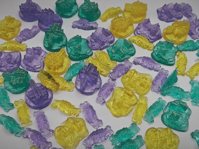 Fichas Catán colores personalizados con purpurina 