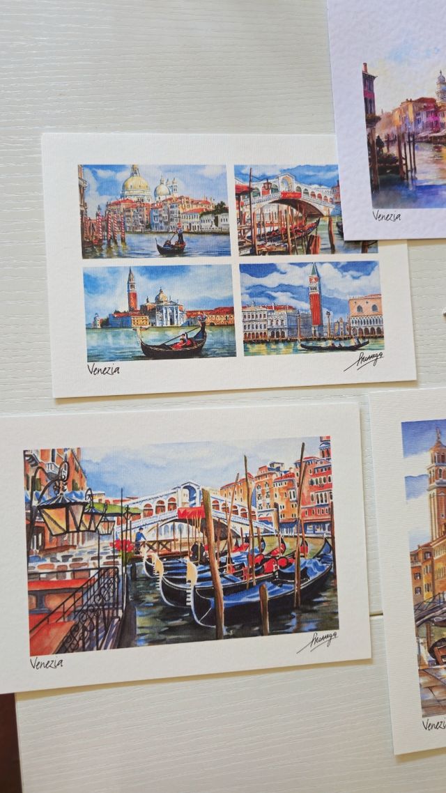 Cartoline ad acquerello di Venezia + portachiavi