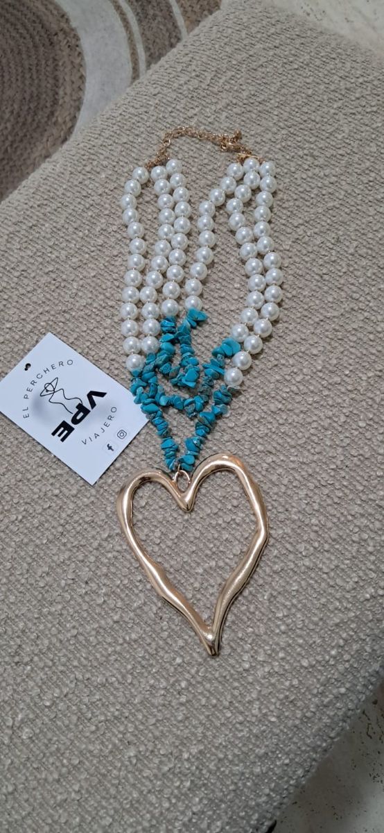 Gargantilla Perlas-Turquesa