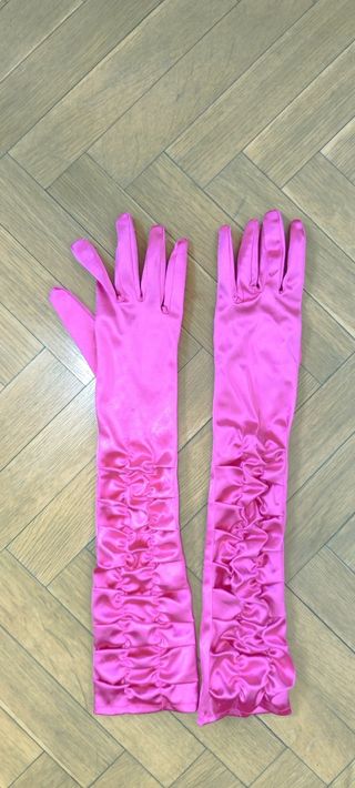 Guantes largos rosa para disfraz