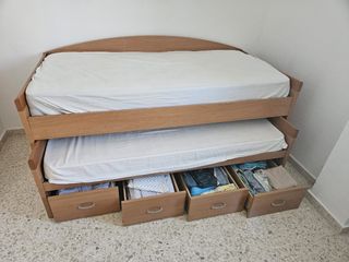 Cama nido madera - 2 colchones
