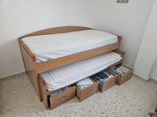Cama nido madera - 2 colchones