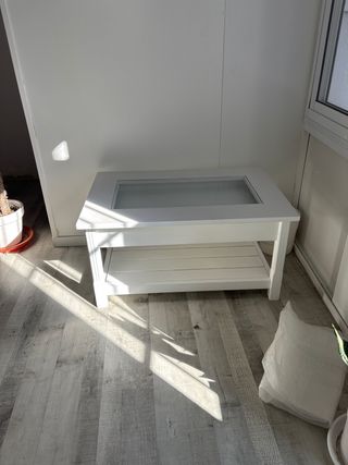 Mesa centro blanca - madera y cristal