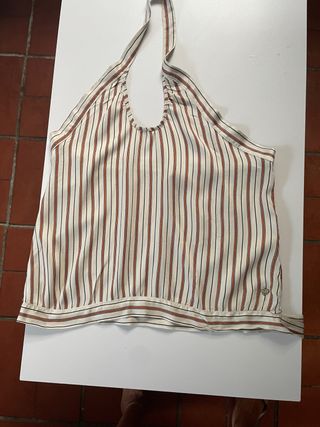 Blusa righe beige e marrone