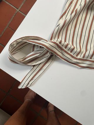Blusa righe beige e marrone
