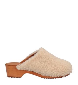 Zuecos beige borrego-madera