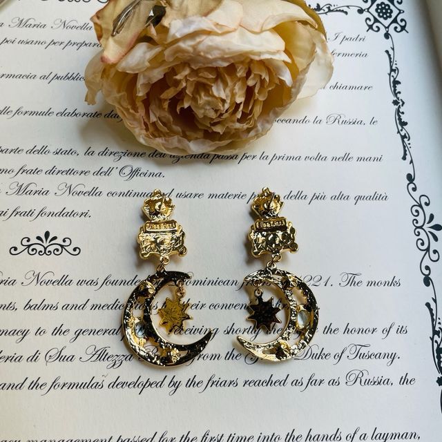 Orecchini dorato Luna e Stelle