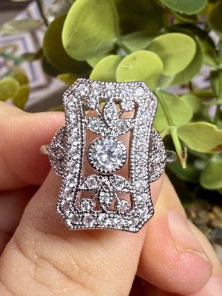 Anillo baño plata con circonitas