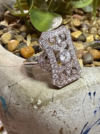 Anillo baño plata con circonitas