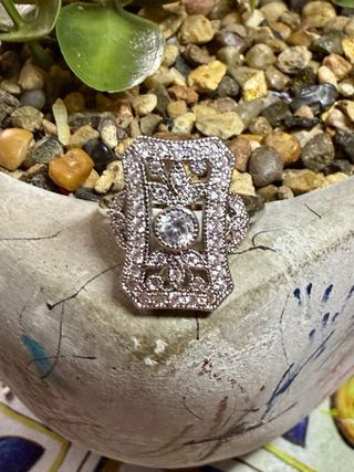 Anillo baño plata con circonitas