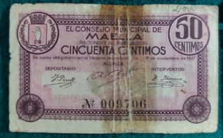8 Billetes Guerra Civil Española 1937
