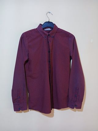 Camisa cuadros hombre marrón-rojo