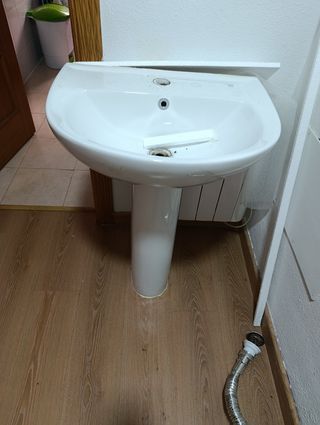 Lavandino da bagno in teak bianco - lavabo a colonna