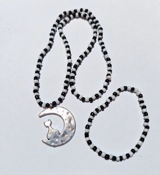 Collar y Pulsera "Modelo Gato y Luna"