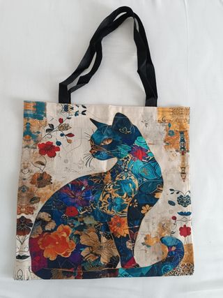 Bolsa tela gato multicolor 40x40cm