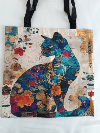 Bolsa tela gato multicolor 40x40cm