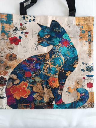 Bolsa tela gato multicolor 40x40cm