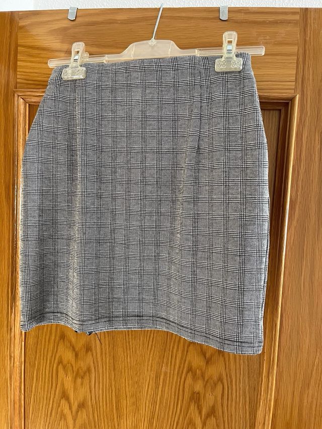 Falda gris cuadros - talla M
