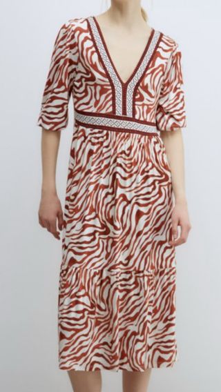 Vestido estampado cebra marrón-blanco