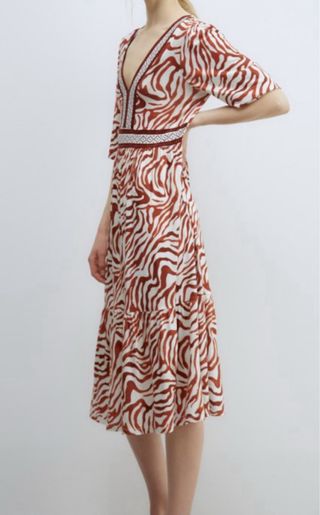 Vestido estampado cebra marrón-blanco