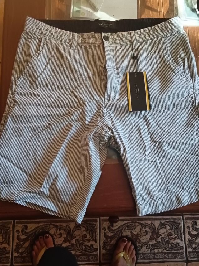 Shorts rayas azul-blanco caballero