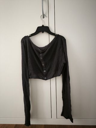 Top Zara negro manga larga - M