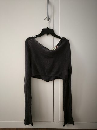 Top Zara negro manga larga - M
