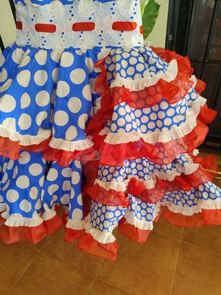 Traje Flamenca lunares rojo-azul