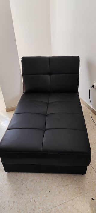 Chaiselongue negra - Piel sintética