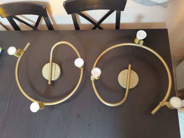 2 Lámparas techo doradas