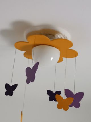 Lampara techo flores purpura-naranja