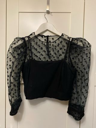 Blusa negra Zara - lunares