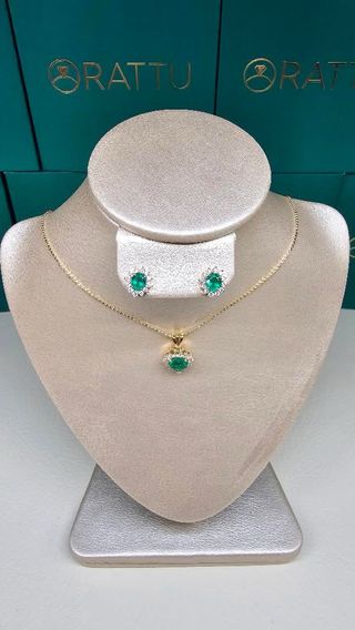 Conjunto oro 18k esmeraldas y diamantes