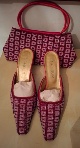 Zapato y bolso Menbur rojo y rosa Azul y turquesa