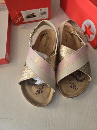 Sandalias Merkal niña doradas-rosa nº37