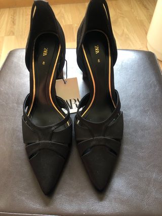 Zapatos Zara negros tacón - talla 40