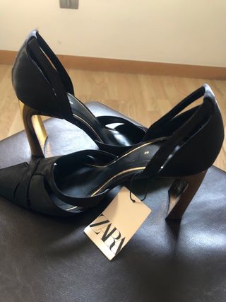 Zapatos Zara negros tacón - talla 40