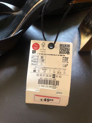 Zapatos Zara negros tacón - talla 40