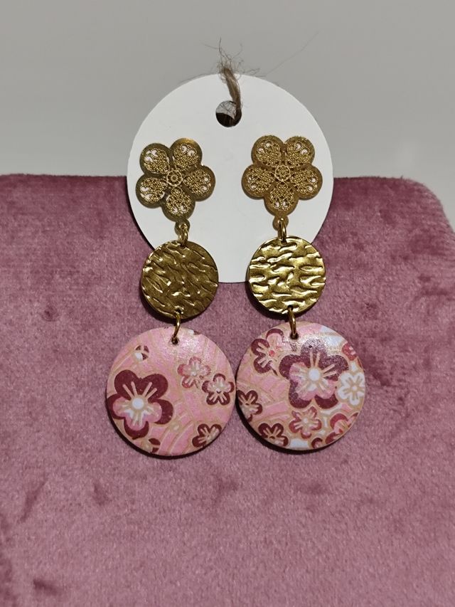 Orecchini floreali giapponesi oro rosa