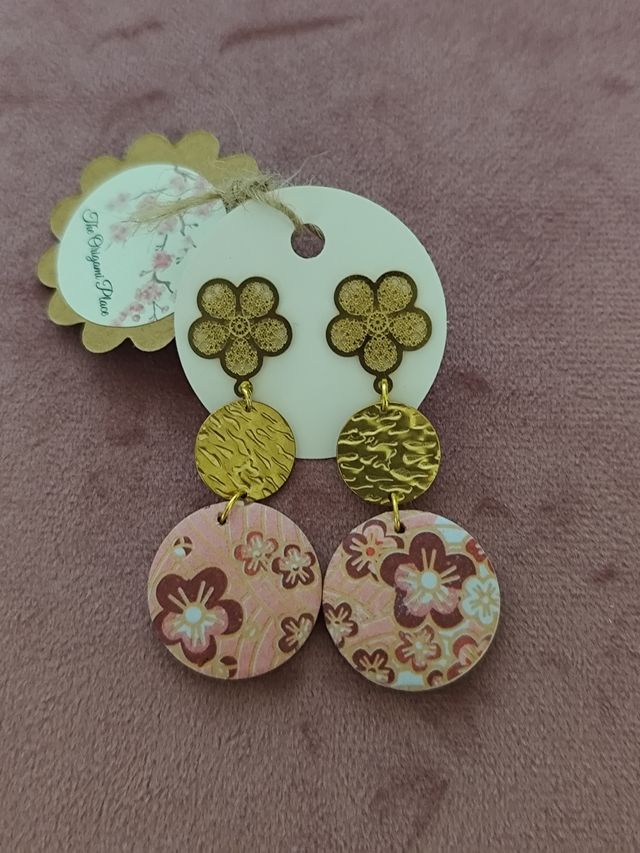 Orecchini floreali giapponesi oro rosa