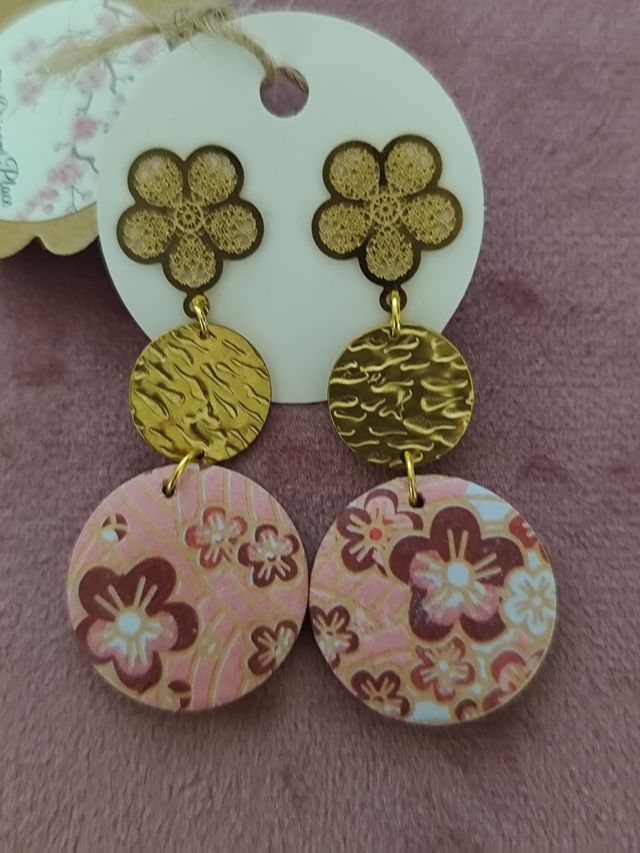 Orecchini floreali giapponesi oro rosa