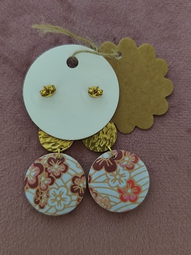 Orecchini floreali giapponesi oro rosa