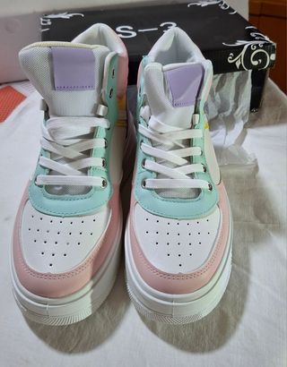 Scarpe sportive alte rosa e bianche 39